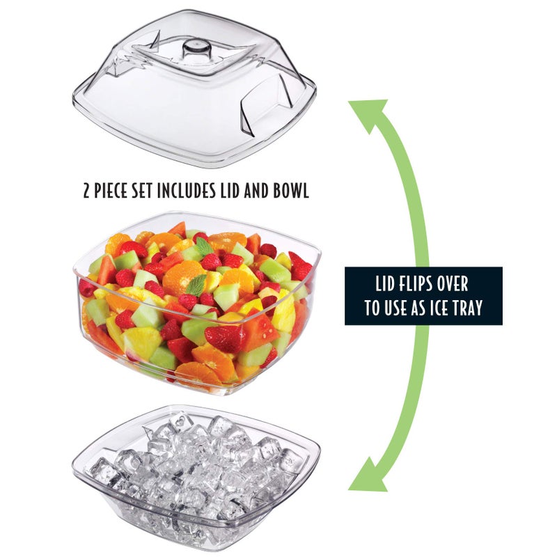 Prodyne Acrylic Flip Salad On Ice Bowl with Lid, 2pc Set, 10", Clear - Image 4